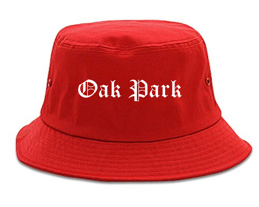 Oak Park Michigan MI Old English Mens Bucket Hat Red