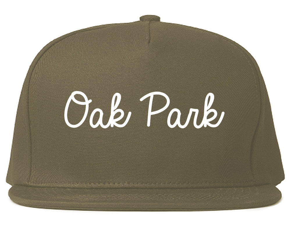 Oak Park Michigan MI Script Mens Snapback Hat Grey