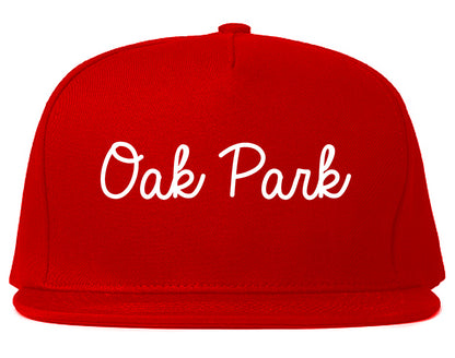 Oak Park Michigan MI Script Mens Snapback Hat Red