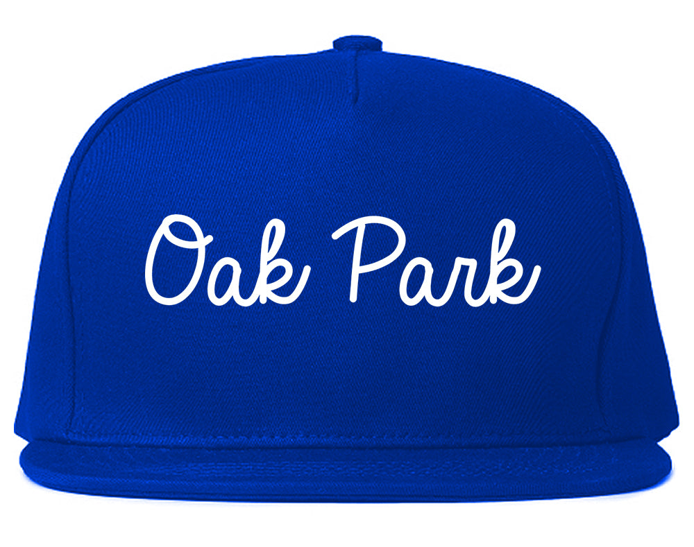 Oak Park Michigan MI Script Mens Snapback Hat Royal Blue