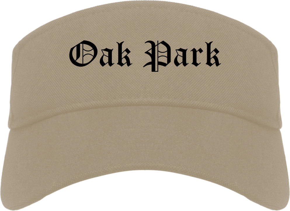 Oak Park Michigan MI Old English Mens Visor Cap Hat Khaki