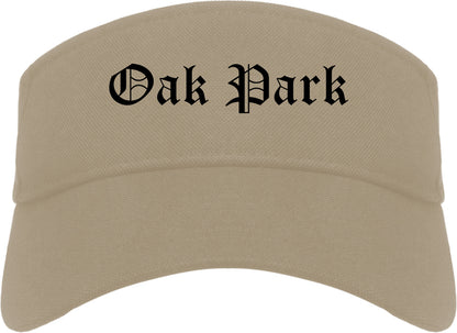 Oak Park Michigan MI Old English Mens Visor Cap Hat Khaki