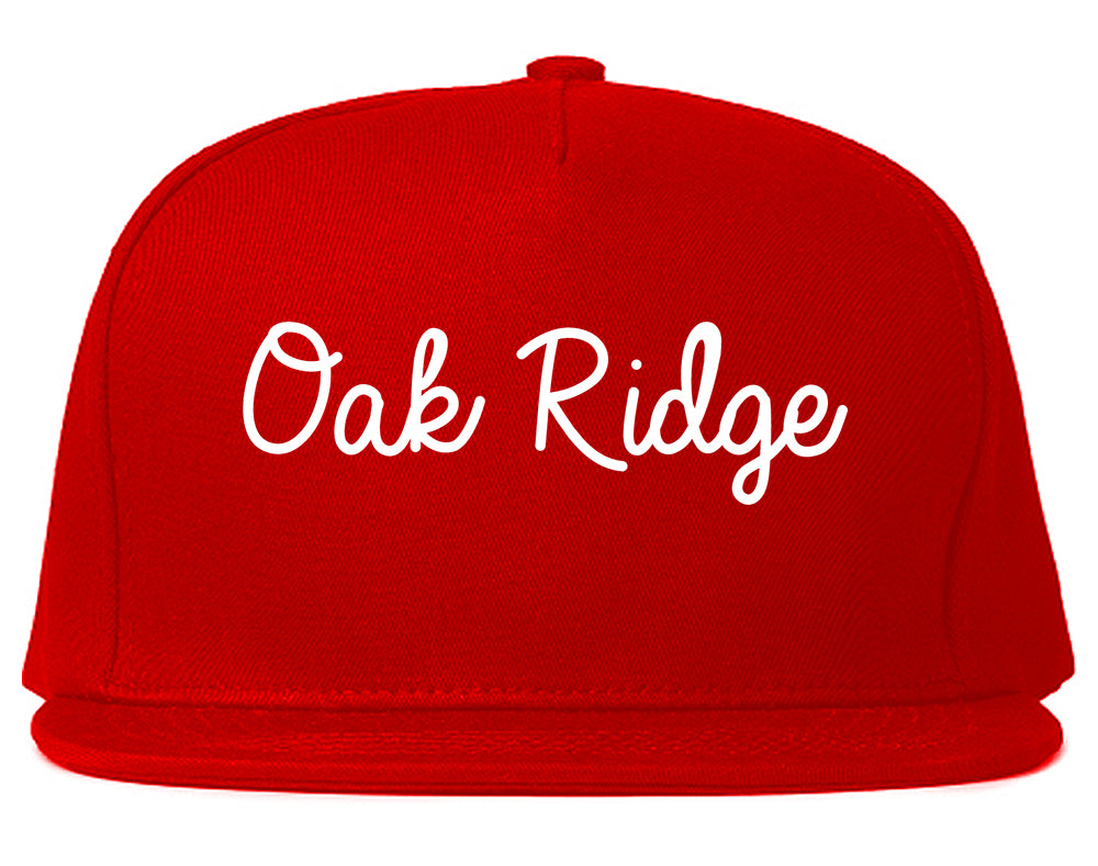 Oak Ridge North Carolina NC Script Mens Snapback Hat Red