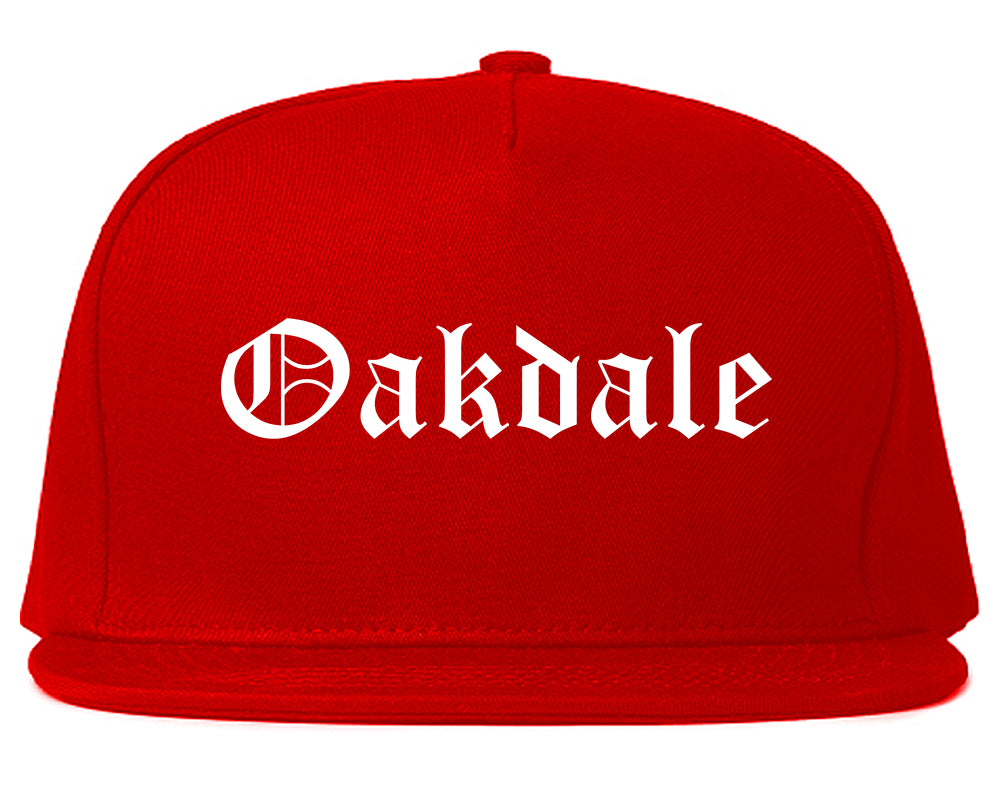 Oakdale California CA Old English Mens Snapback Hat Red