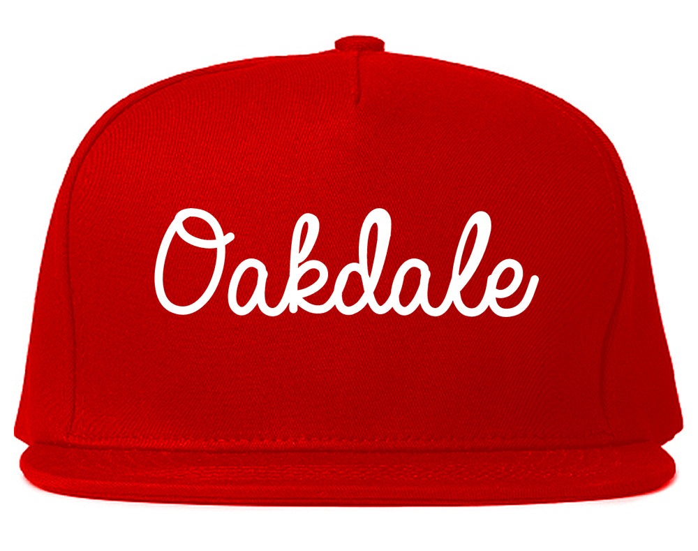 Oakdale California CA Script Mens Snapback Hat Red