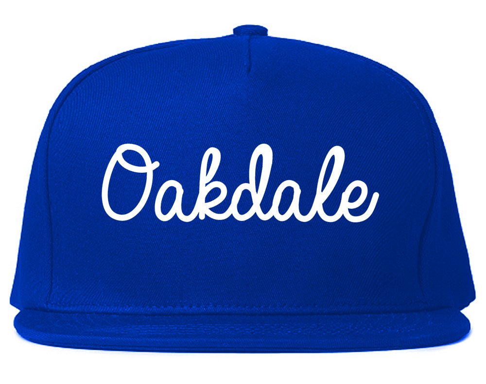 Oakdale California CA Script Mens Snapback Hat Royal Blue