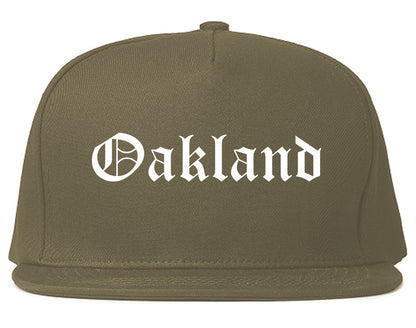Oakland California CA Old English Mens Snapback Hat Grey