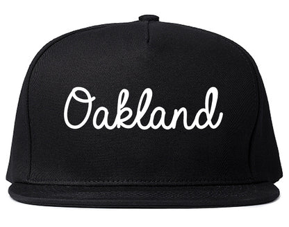Oakland California CA Script Mens Snapback Hat Black