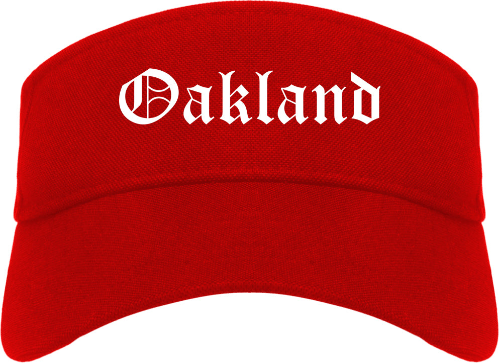 Oakland California CA Old English Mens Visor Cap Hat Red