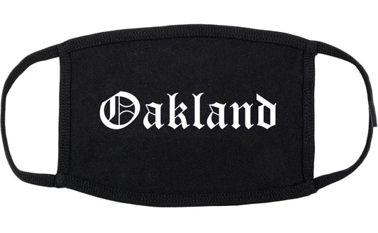 Oakland New Jersey NJ Old English Cotton Face Mask Black