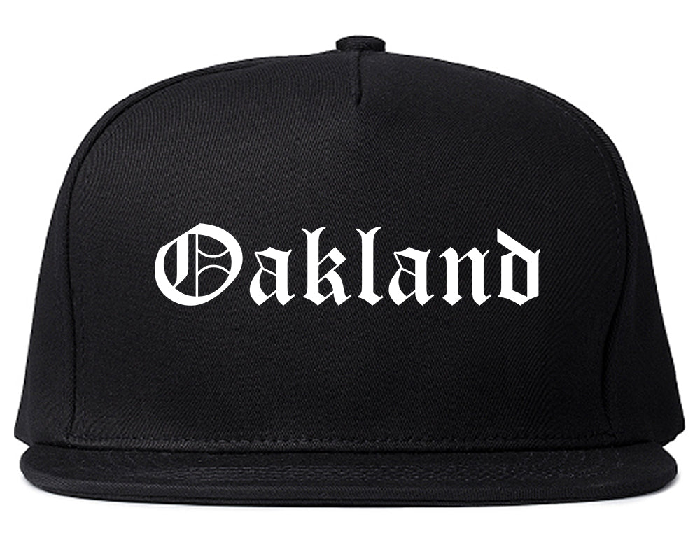 Oakland New Jersey NJ Old English Mens Snapback Hat Black