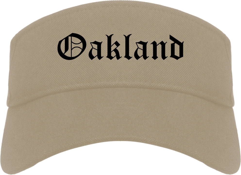 Oakland New Jersey NJ Old English Mens Visor Cap Hat Khaki