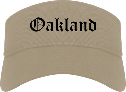 Oakland New Jersey NJ Old English Mens Visor Cap Hat Khaki