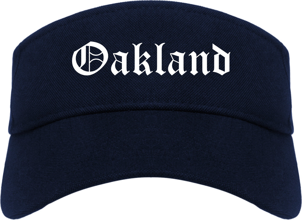 Oakland New Jersey NJ Old English Mens Visor Cap Hat Navy Blue