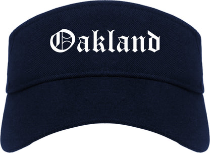 Oakland New Jersey NJ Old English Mens Visor Cap Hat Navy Blue