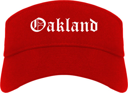 Oakland New Jersey NJ Old English Mens Visor Cap Hat Red
