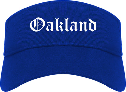 Oakland New Jersey NJ Old English Mens Visor Cap Hat Royal Blue
