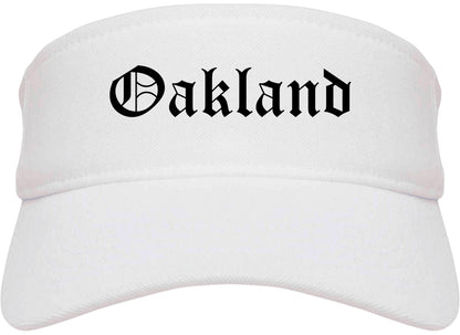 Oakland New Jersey NJ Old English Mens Visor Cap Hat White