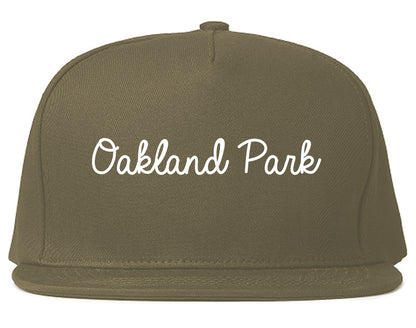Oakland Park Florida FL Script Mens Snapback Hat Grey