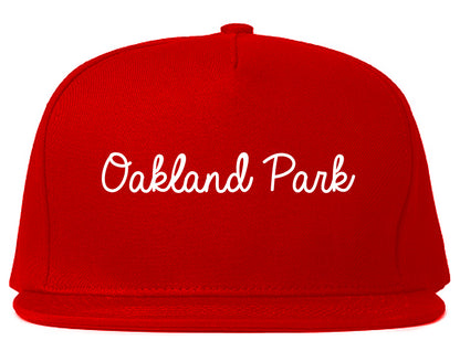 Oakland Park Florida FL Script Mens Snapback Hat Red