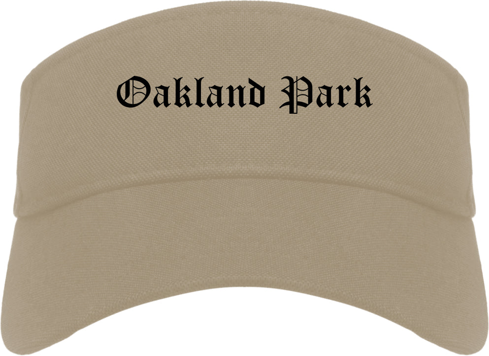 Oakland Park Florida FL Old English Mens Visor Cap Hat Khaki
