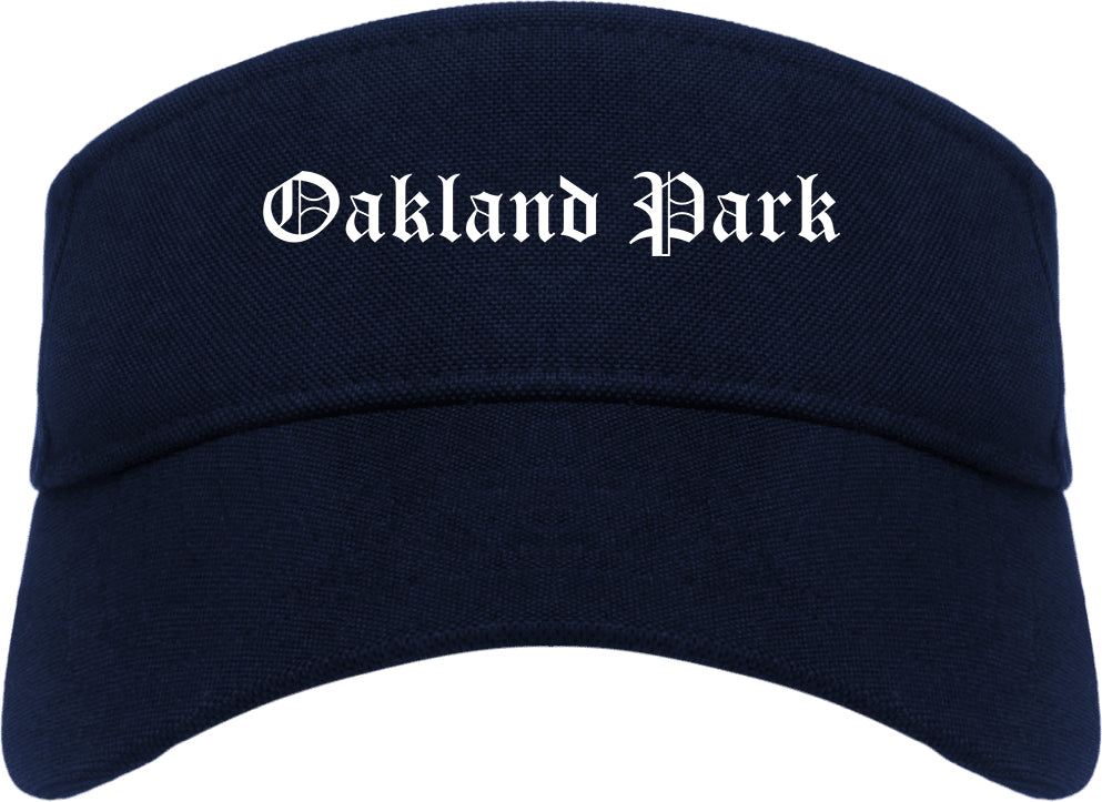 Oakland Park Florida FL Old English Mens Visor Cap Hat Navy Blue