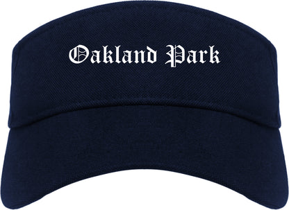 Oakland Park Florida FL Old English Mens Visor Cap Hat Navy Blue