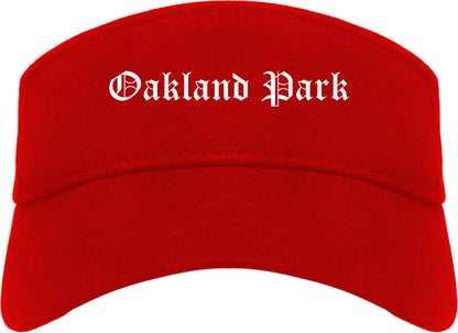 Oakland Park Florida FL Old English Mens Visor Cap Hat Red