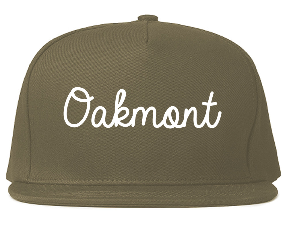 Oakmont Pennsylvania PA Script Mens Snapback Hat Grey