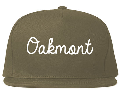 Oakmont Pennsylvania PA Script Mens Snapback Hat Grey