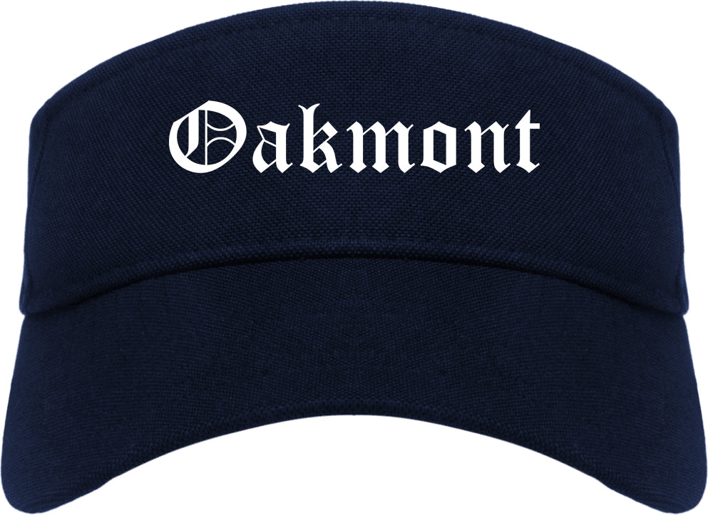 Oakmont Pennsylvania PA Old English Mens Visor Cap Hat Navy Blue