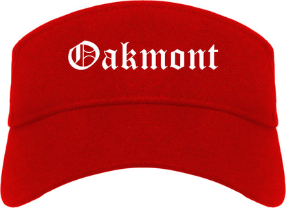 Oakmont Pennsylvania PA Old English Mens Visor Cap Hat Red