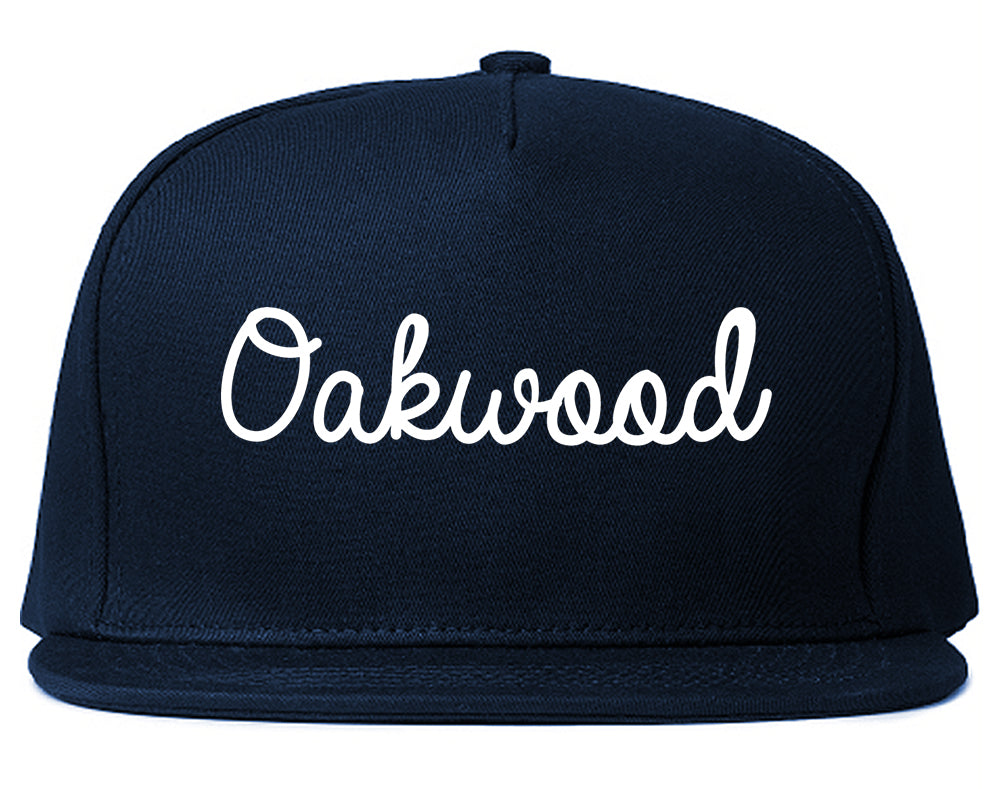 Oakwood Georgia GA Script Mens Snapback Hat Navy Blue