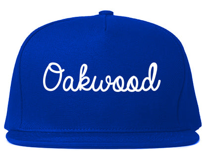 Oakwood Georgia GA Script Mens Snapback Hat Royal Blue