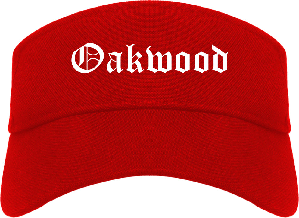 Oakwood Georgia GA Old English Mens Visor Cap Hat Red