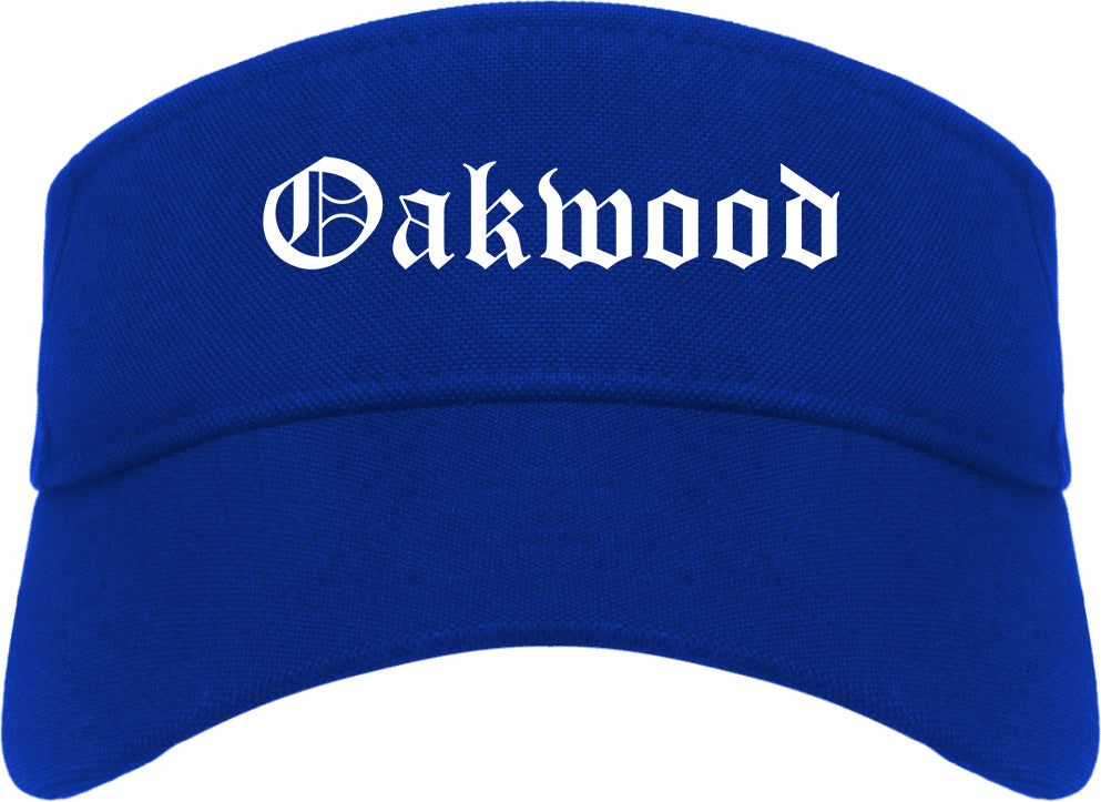 Oakwood Georgia GA Old English Mens Visor Cap Hat Royal Blue