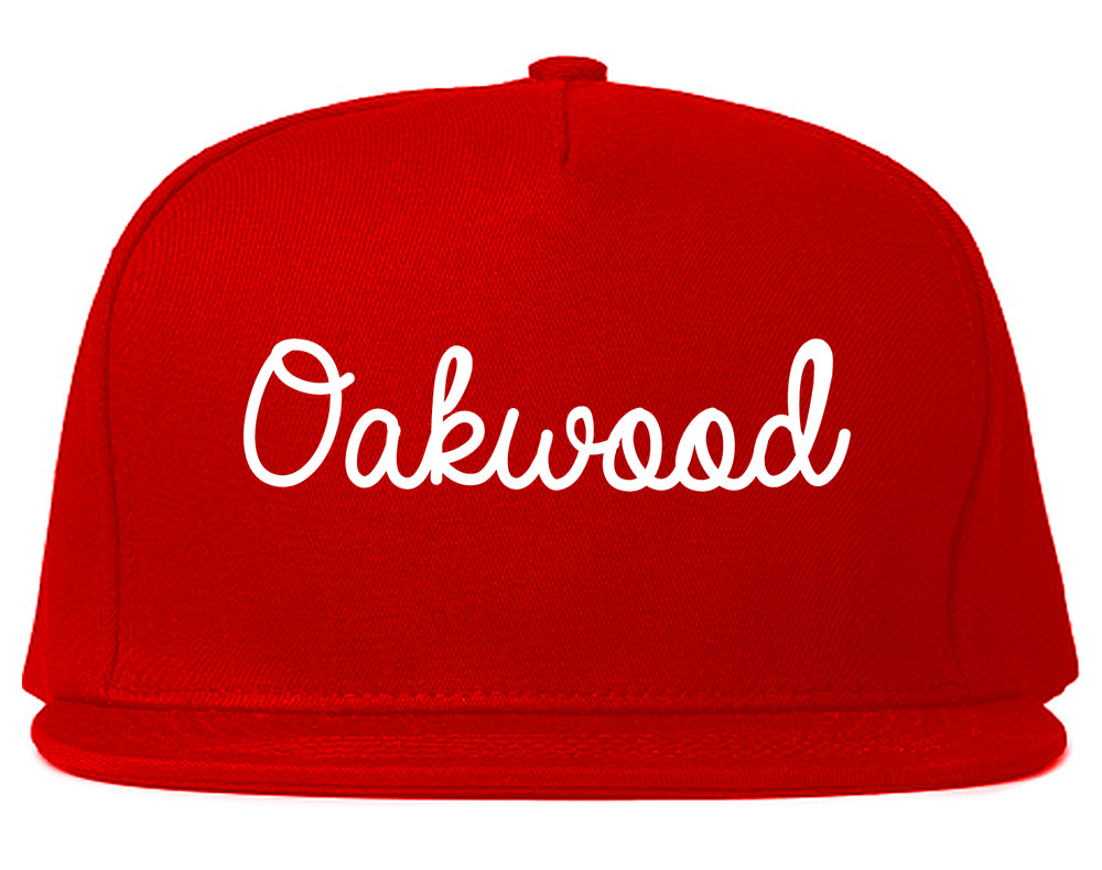 Oakwood Ohio OH Script Mens Snapback Hat Red