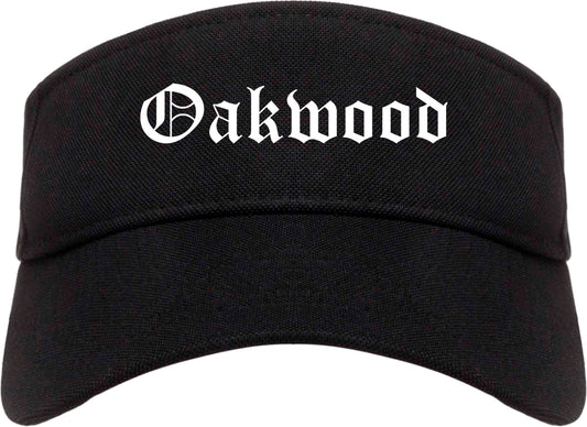 Oakwood Ohio OH Old English Mens Visor Cap Hat Black