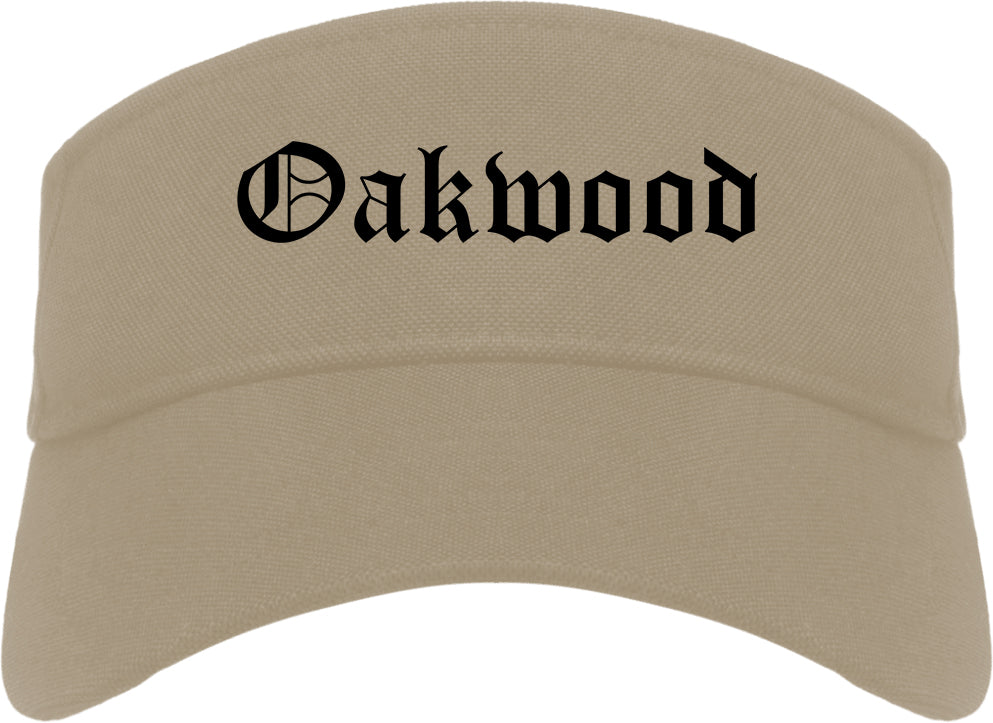 Oakwood Ohio OH Old English Mens Visor Cap Hat Khaki