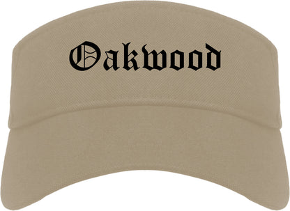 Oakwood Ohio OH Old English Mens Visor Cap Hat Khaki