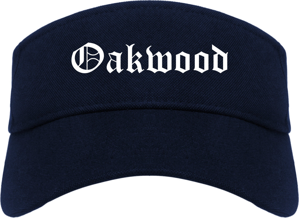 Oakwood Ohio OH Old English Mens Visor Cap Hat Navy Blue