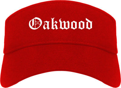 Oakwood Ohio OH Old English Mens Visor Cap Hat Red