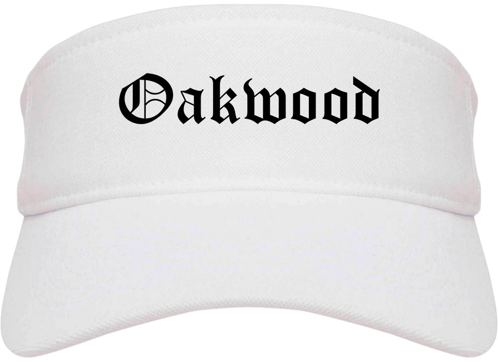 Oakwood Ohio OH Old English Mens Visor Cap Hat White
