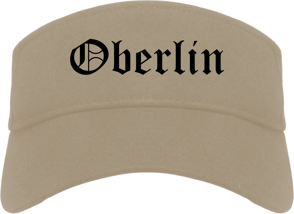 Oberlin Ohio OH Old English Mens Visor Cap Hat Khaki