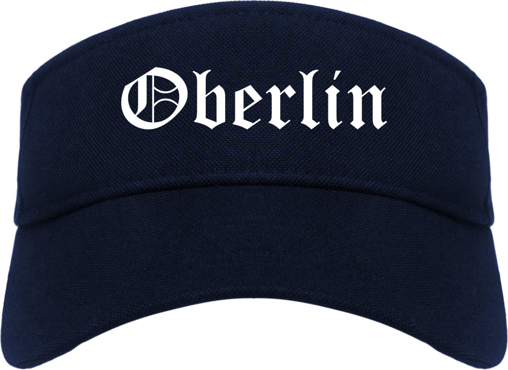 Oberlin Ohio OH Old English Mens Visor Cap Hat Navy Blue