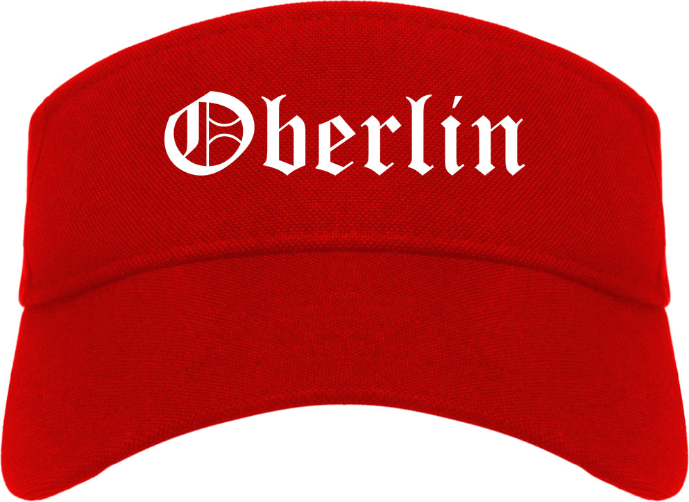 Oberlin Ohio OH Old English Mens Visor Cap Hat Red