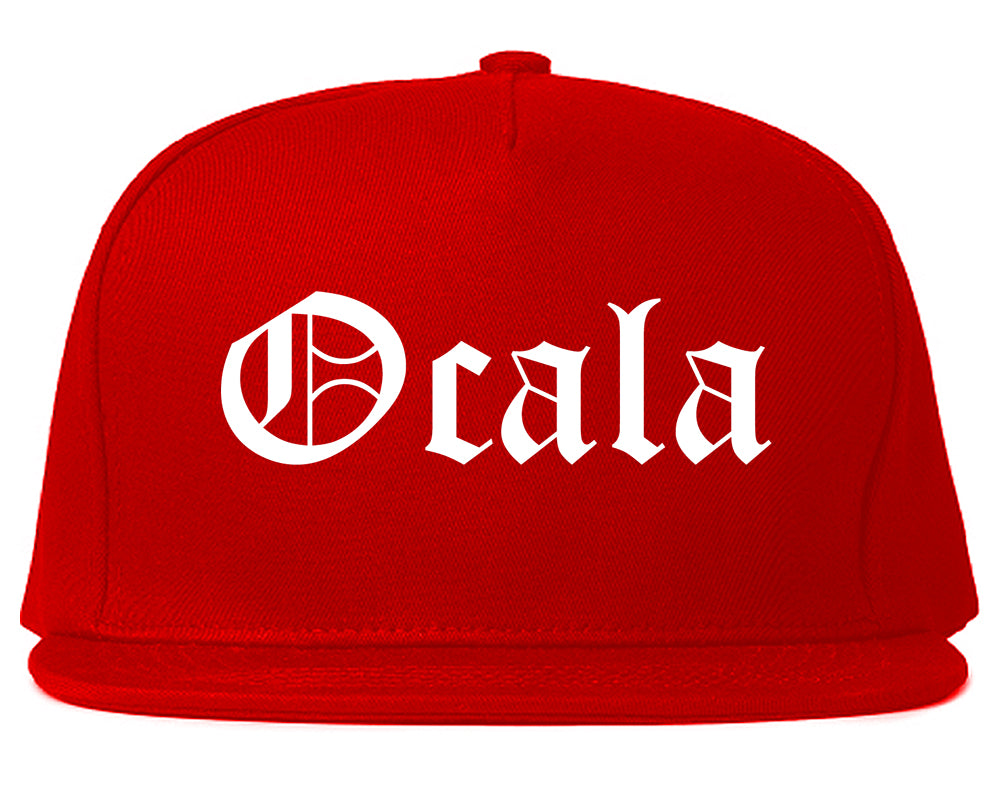 Ocala Florida FL Old English Mens Snapback Hat Red