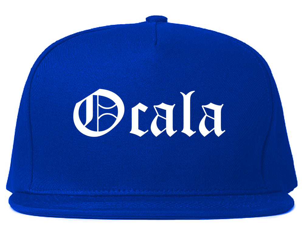 Ocala Florida FL Old English Mens Snapback Hat Royal Blue