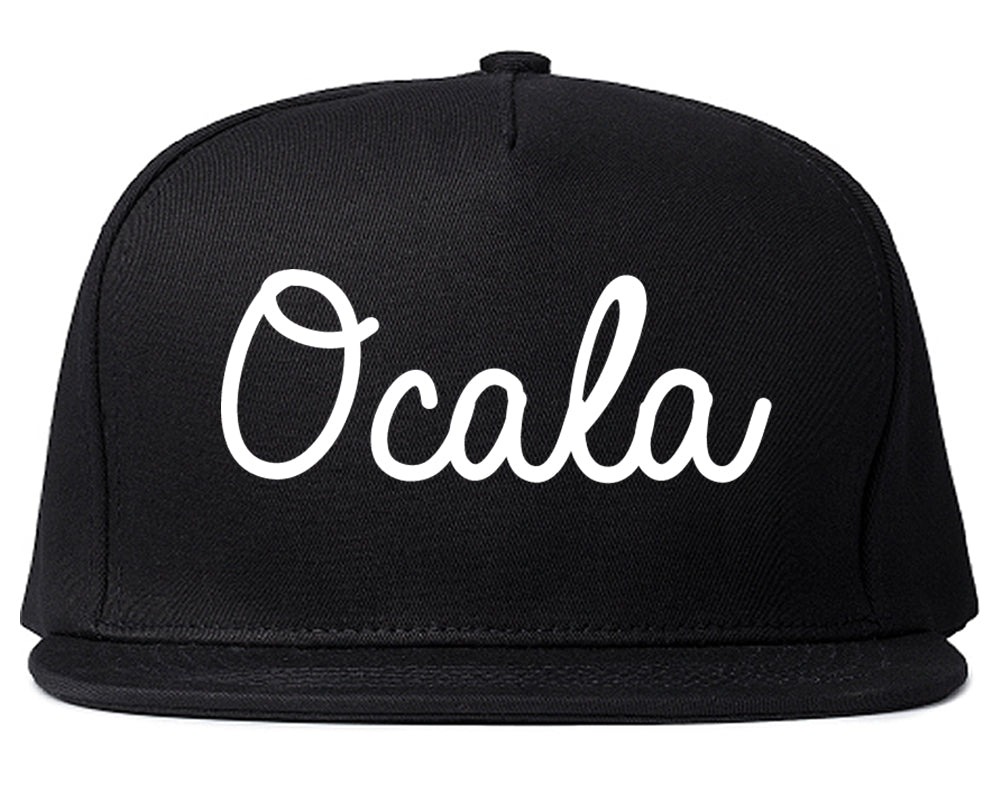 Ocala Florida FL Script Mens Snapback Hat Black