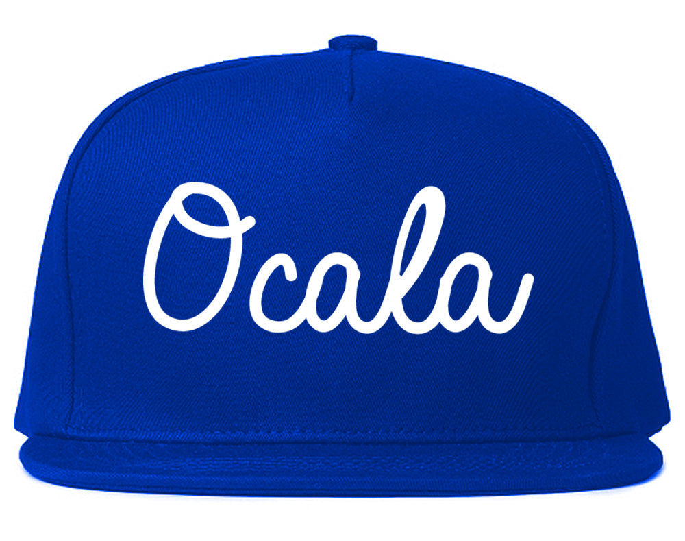 Ocala Florida FL Script Mens Snapback Hat Royal Blue
